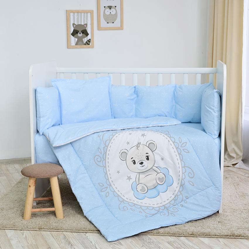 Set Lenjerie Pătuț Lorelli Train Grey, 8 Piese, 70x140 cm - albastru little bear [ps:77671d23-7f0a-4734-8de8-016e2596be97]