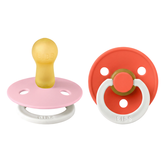 Set 2 Suzete BIBS Colour Glow Latex, 0 luni, Vanilla/Dark - Baby Pink/Tango [ps:a26e3ec7-bd79-430e-9424-d7fecacb3d36]