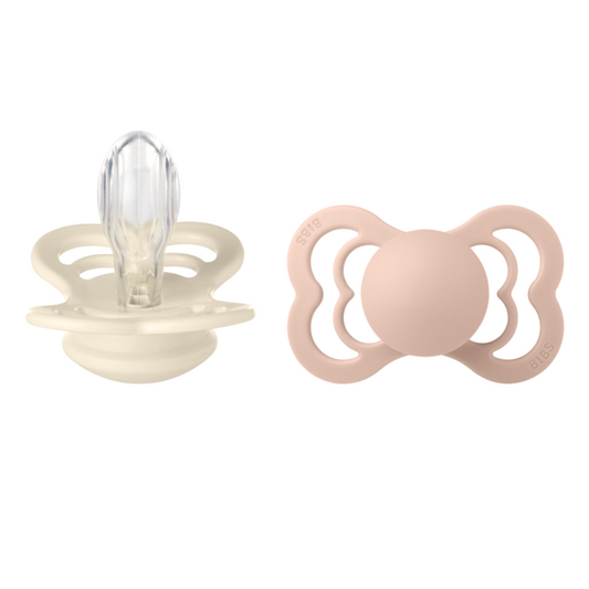 Set 2 Suzete BIBS Supreme Glow Latex, 6 luni - Blush/Vanilla - Silicon [ps:24717568-fffe-4b20-8ab6-97f97176d944]