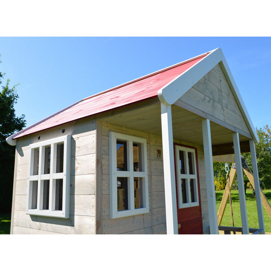 Casuta de gradina Nordic Adventure House cu platforma cu loc pentru nisip, tobogan si leagan dublu (M30R), Wendi Toys [ps:5fca84c0-2329-47aa-986c-2bdbfa514bc6]