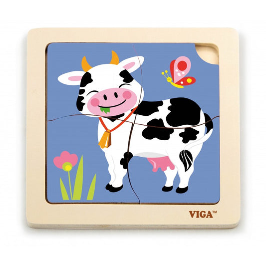 Puzzle din lemn din 4 piese mari - vaca [ps:2a56a7fc-5093-47f7-a7a4-4414075978a5]