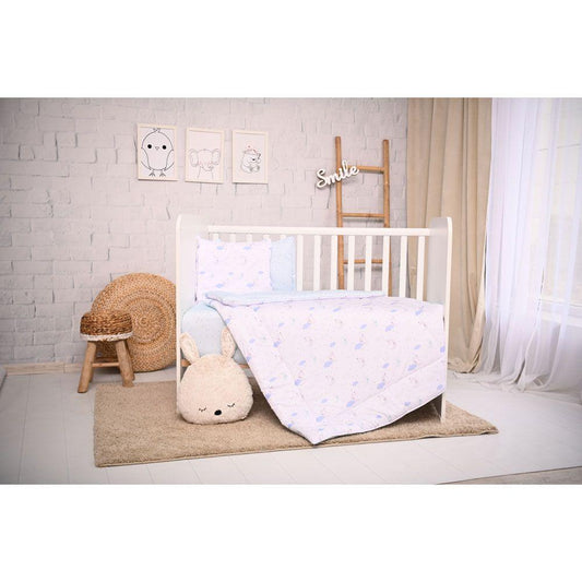 Set Lenjerie Pat 3 Piese Lorelli Cosy Train Blue, Bumbac - albastru luna si stele [ps:89fc1dc7-d144-4afa-abc3-16c72433eecd]