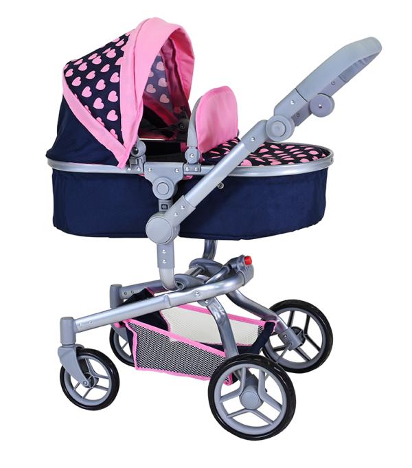 Carucior landou pentru papusi, Knorr Toys, Boonk, reglabil si transformabil, 59 x 42 x 80 cm, 3 Ani+, Pink Hearts [ps:5ba097b0-57ee-4a7c-b0a5-df45a128f86d]
