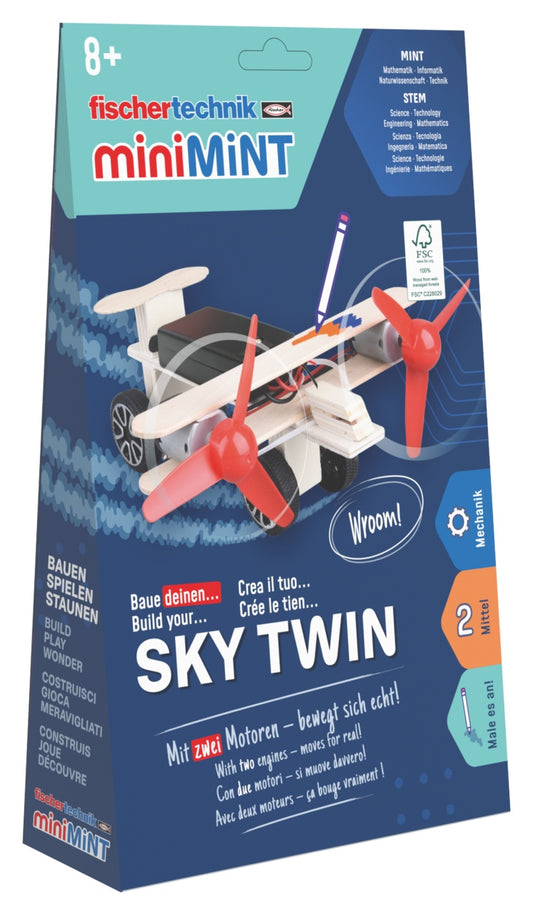 Kit STEM Avion Lemn miniMINT Sky Twin, Fischertechnik - Default Title [ps:69b0e6ac-e117-47c9-a268-b5ef982aea71]