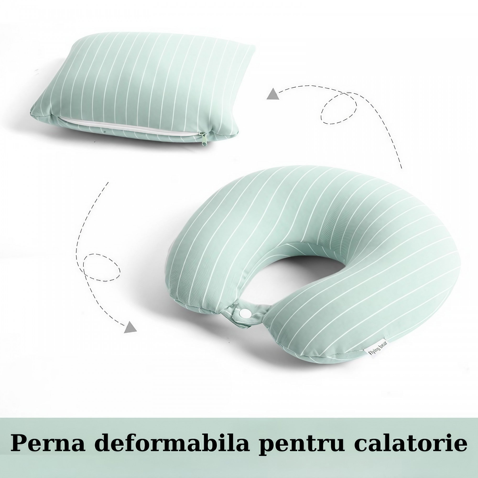 Perna de Călătorie Flippy 2 în 1, Spumă cu Memorie, Roz - Verde [ps:d3a2cc15-c1bb-4fc8-8644-9e3907733d71]