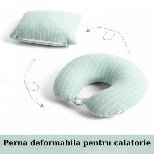 Perna de Călătorie Flippy 2 în 1, Spumă cu Memorie, Roz - Verde [ps:d3a2cc15-c1bb-4fc8-8644-9e3907733d71]