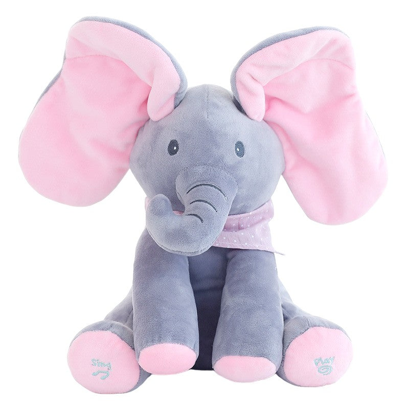 Elefantel Interactiv Flippy Peek-a-boo, Roz-Gri, 30 cm - Default Title [ps:59c70f42-1adf-4b46-950d-089618b0aa42]
