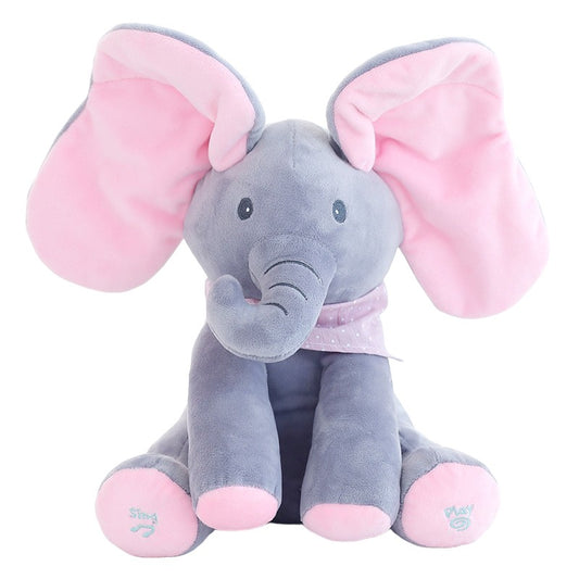 Elefantel Interactiv Flippy Peek-a-boo, Roz-Gri, 30 cm - Default Title [ps:59c70f42-1adf-4b46-950d-089618b0aa42]
