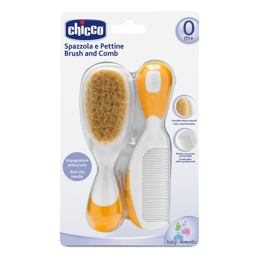 Set pieptan si perie Chicco, par natural, bleu - Portocaliu [ps:15de3c8f-2943-479e-a63d-6ed17474e214]
