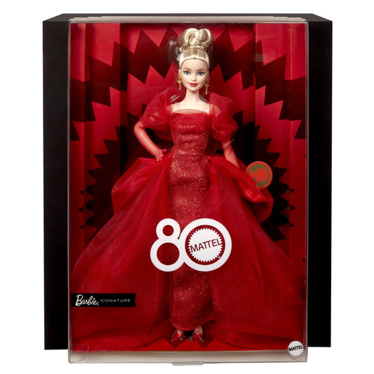 BARBIE SIGNATURE ANIVERSARE 80 DE ANI PAPUSA BARBIE BLONDA CU ROCHIE DE BAL ROSIE [ps:5146098e-e17f-4510-a808-27aa79e5a733]