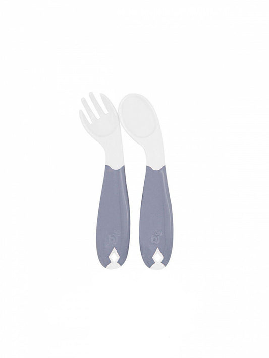 Set lingurita si furculita cu maner gri BabyJem (Culoare: Alb) [ps:72bcccbf-7a18-4ed4-95f6-90e55ca71562]