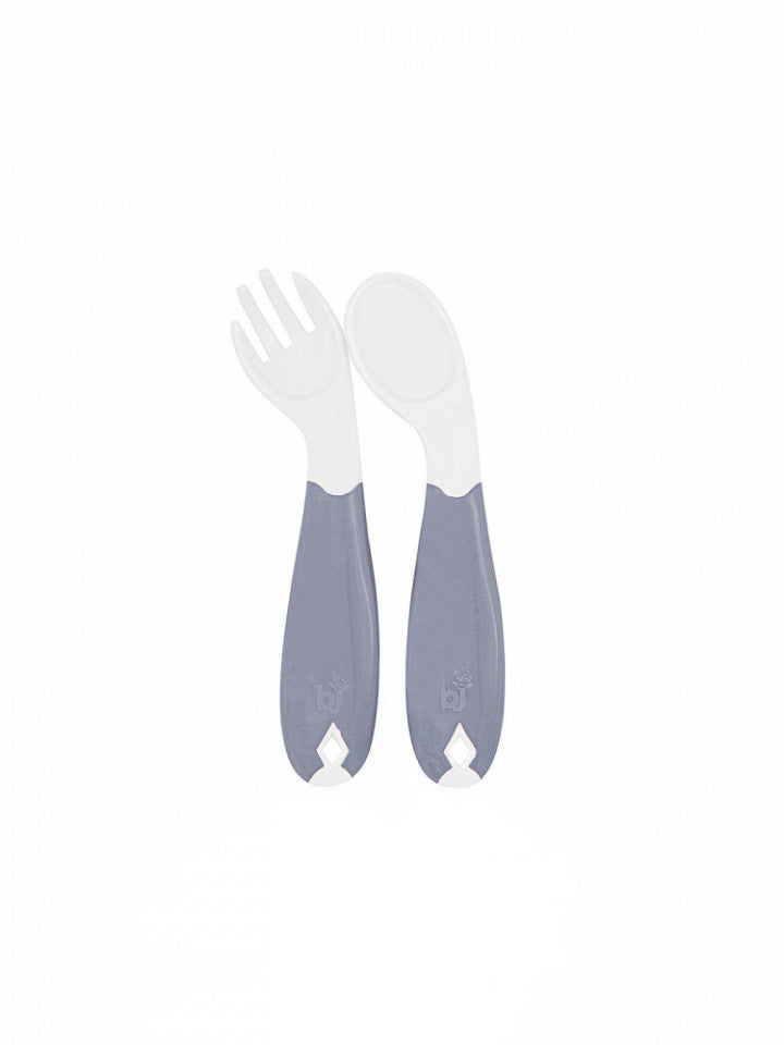 Set lingurita si furculita cu maner gri BabyJem (Culoare: Alb) [ps:72bcccbf-7a18-4ed4-95f6-90e55ca71562]
