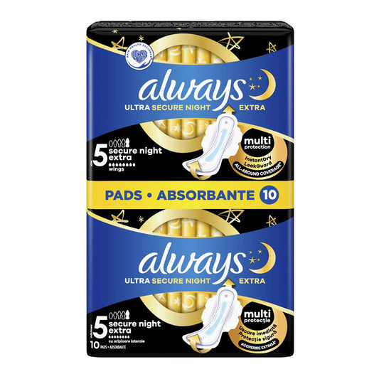 ALWAYS Duo Ultra Secure Night Extra, absorbante igienice, marime 5, 10 buc [ps:b882e4e5-6432-4660-8d61-6c166d53563d]