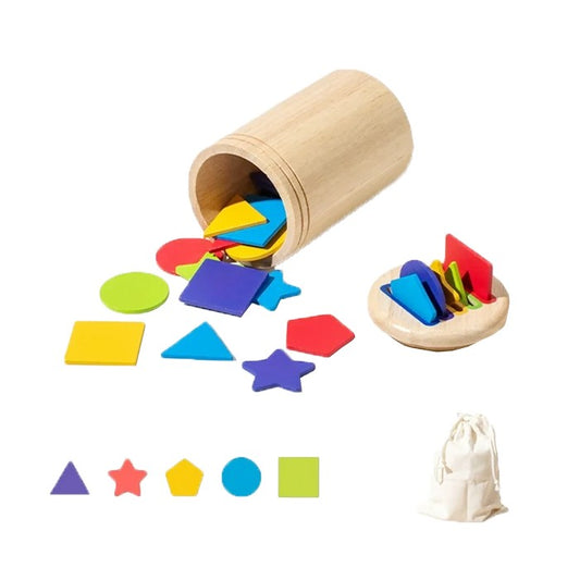 Jucărie Montessori Lemn Flippy, Sortator 19 Piese, 2+ ani - Geometrice [ps:7d47842a-5168-4954-a109-aef195b03617]
