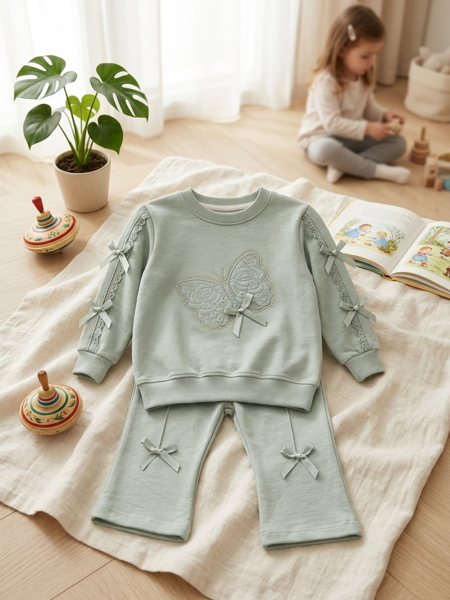 Set pantaloni si bluzita cu dantela si fundite Roz 2 ANI - Verde [ps:6a848f6a-8514-48dc-83a9-c273ca1a6230]