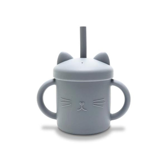 Cănuță Lorelli cu Manere și Pai, Silicon Natural, Fresh - Grey [ps:71dca1d7-555d-48a6-904f-fc86fa95bcd4]