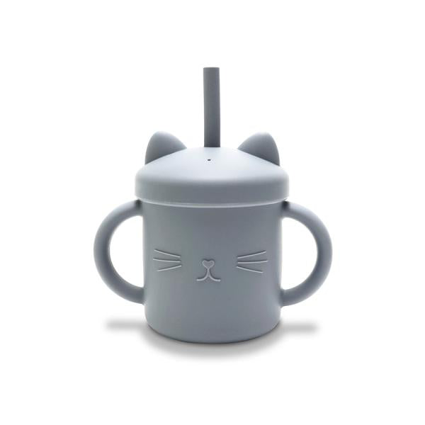 Cănuță Lorelli cu Manere și Pai, Silicon Natural, Fresh - Grey [ps:71dca1d7-555d-48a6-904f-fc86fa95bcd4]