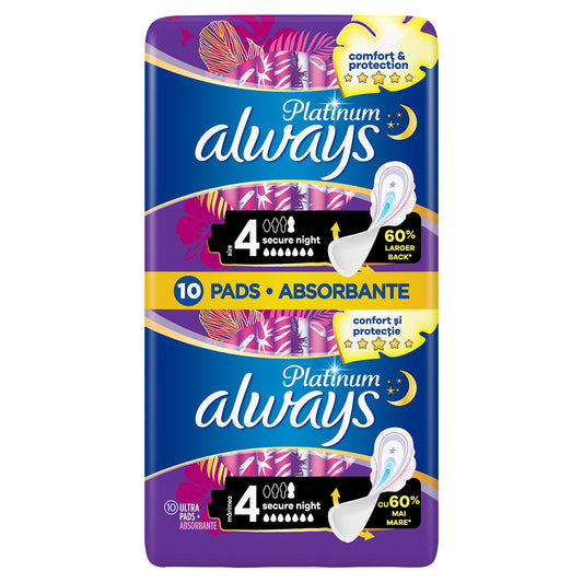 ALWAYS Platinum Night Duo, absorbante igienice, marime 4, 10 buc [ps:585aaffc-ecd9-4804-8598-a04d58a59375]