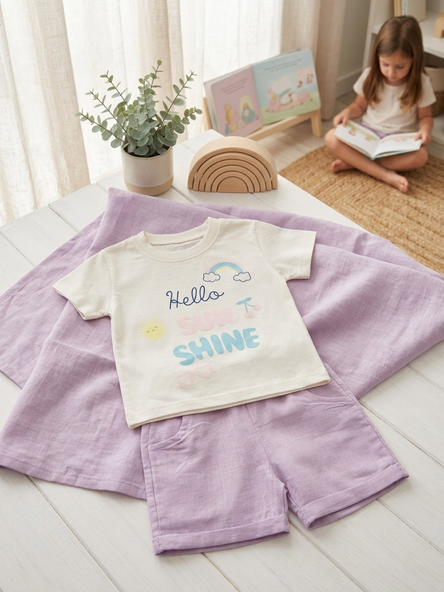 Set tricou și pantaloni scurți din in cu înghețată - 12-18 Luni [ps:3ac7271e-3a65-496a-80c7-86bcc24ddeb7]