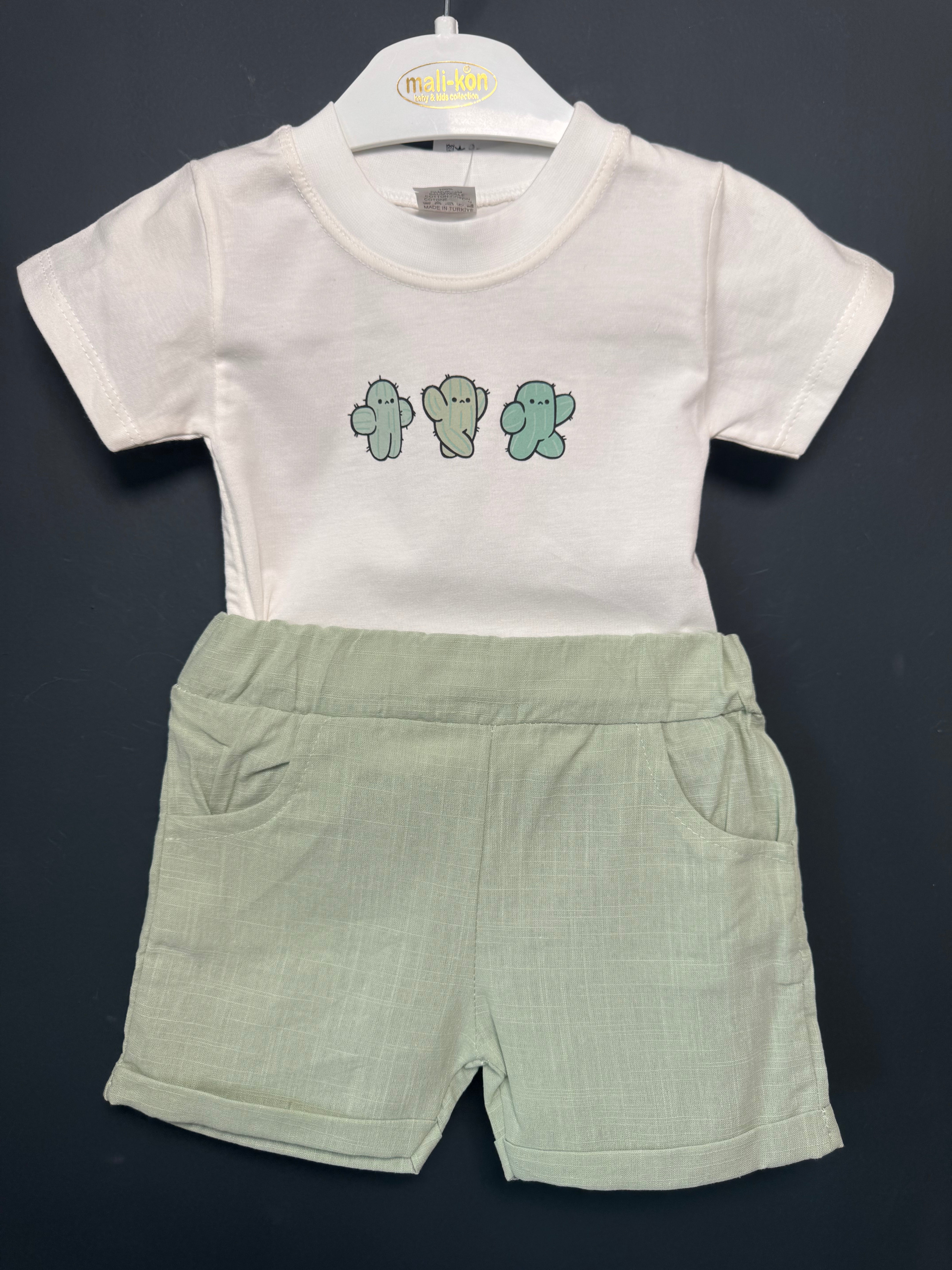 Set tricou și pantaloni scurți in băieți cu cactuși - Verde [ps:1bc3b4f2-130a-4e29-958b-703f989a733f]