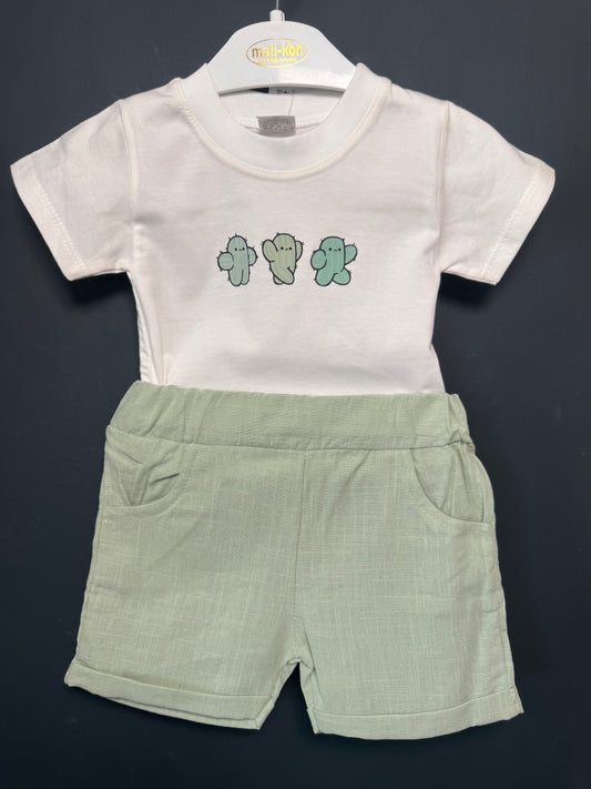 Set tricou și pantaloni scurți in băieți cu cactuși - Verde [ps:1bc3b4f2-130a-4e29-958b-703f989a733f]