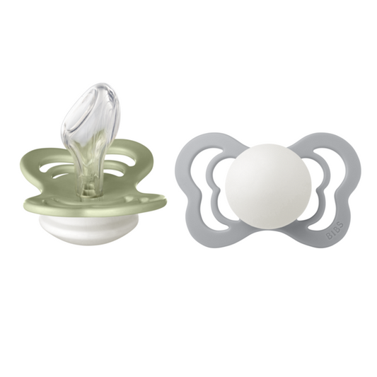 Set 2 Suzete BIBS Couture Glow Silicon, 0 luni, Sage/Cloud - Sage [ps:b7678ea9-b756-4809-bae2-fc624d696d08]