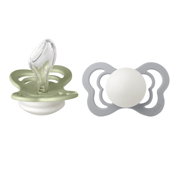 Set 2 Suzete BIBS Couture Glow Silicon, 0 luni, Sage/Cloud - Sage [ps:b7678ea9-b756-4809-bae2-fc624d696d08]