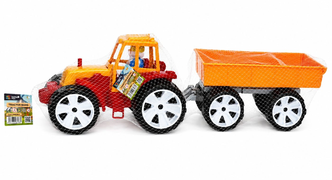 Tractor Bams 3 cu Remorcă Roșu Portocaliu Viva Toys - Portocaliu Rosu [ps:6e35e398-4867-4f0b-b272-2ccf0a7285d5]