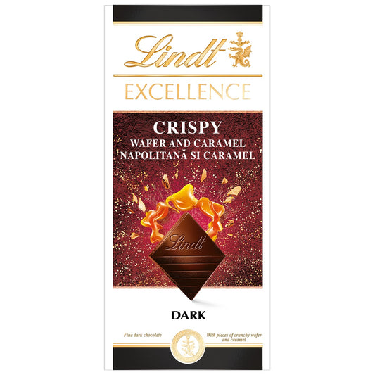 LINDT Excellence Crispy Wafer & Caramel, tableta de ciocolata, napolitana si caramel, 100 g [ps:3b29bc71-3b0a-4b67-bcf1-a422d27389b3]