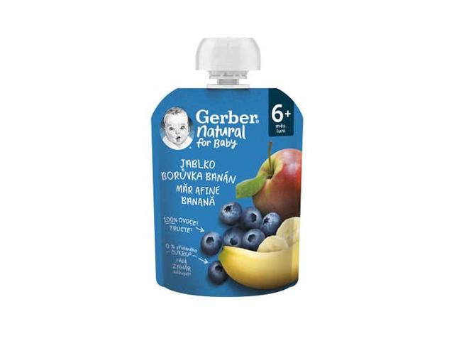 GERBER Natural, piure, de la 6 luni, cu mar, afine si banane, 90 g [ps:13ceefd2-6ba4-489b-aa6a-0fd5ebde1ee6]
