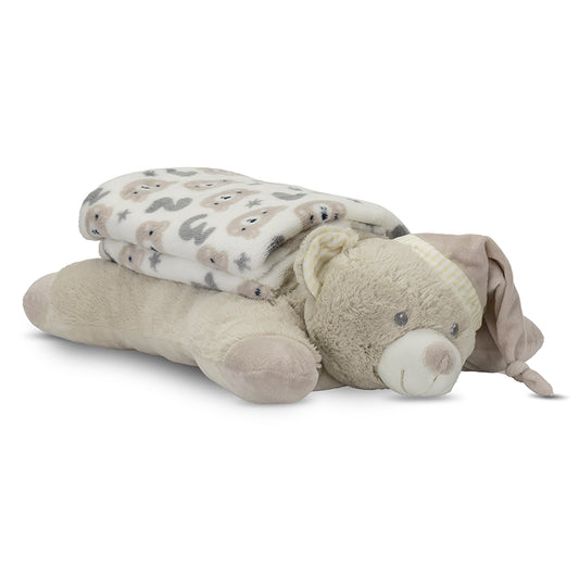 Set Păturică și Pernuță Ursuleț Lorelli Poffy, Beige - Beige [ps:bcd9d668-c8fc-49c0-92bd-2a4ad570b97c]