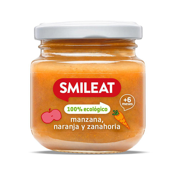 Smileat Piure din mere, portocale si morcov 130g, +6 luni, Eco [ps:dfb3944a-6662-4d40-8315-90eb150c1031]
