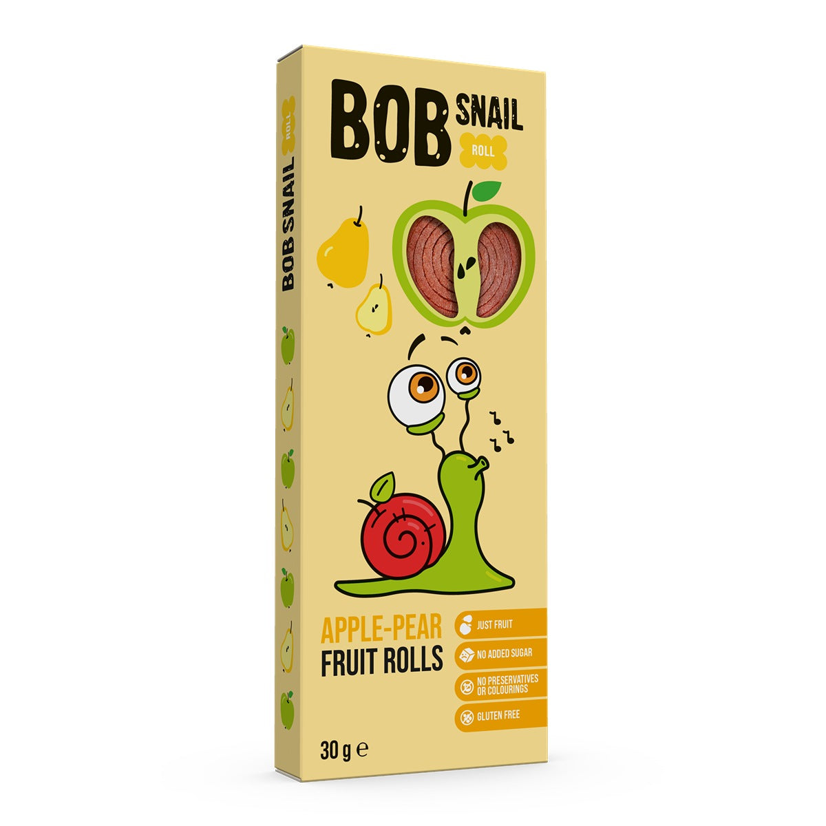 BOB SNAIL Fruit Rolls, Rulou din fructe, gustare din fructe, cu mere si pere, 30 g [ps:3ba4f784-4a50-4ba2-907d-14502dabd2dd]