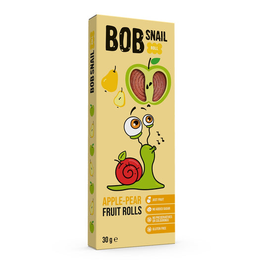 BOB SNAIL Fruit Rolls, Rulou din fructe, gustare din fructe, cu mere si pere, 30 g [ps:3ba4f784-4a50-4ba2-907d-14502dabd2dd]