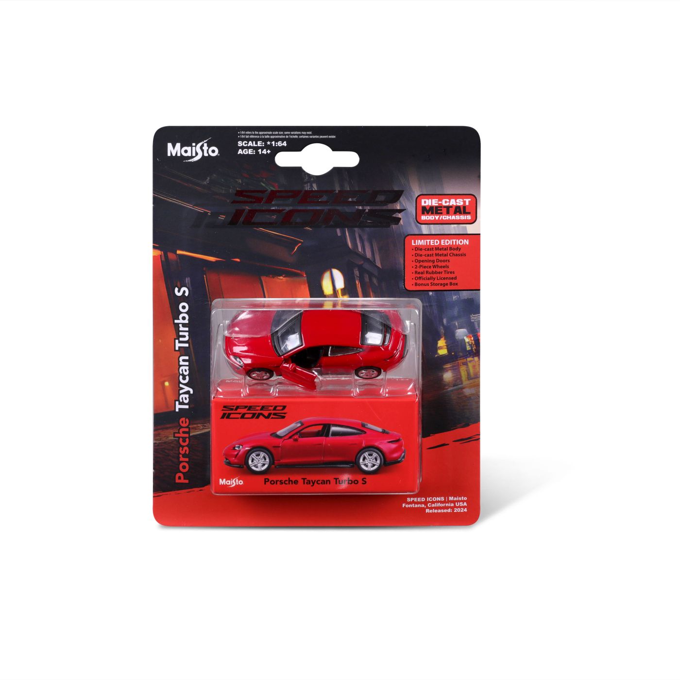 MAISTO MASINUTA METALICA SPEED ICONS PORSCHE TAYCAN TURBO S ROSU SCARA 1 LA 64 [ps:8c4162a7-6caa-4a1b-a777-ec5ee614c067]