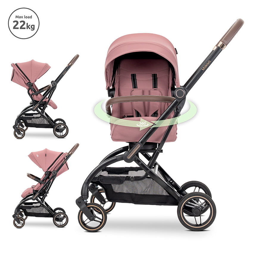 Cărucior Nou-Născut Lorelli Makaya, Scaun Rotativ 360°, - Pink [ps:a3d0acee-f8a8-445d-8f0b-d58652a73b14]