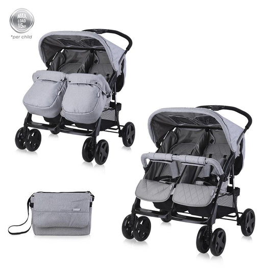 Cărucior Gemeni Lorelli Twin, Cool Grey - Reglabil - cool grey [ps:21393513-d572-471f-8a3c-0ae78bbef0e8]
