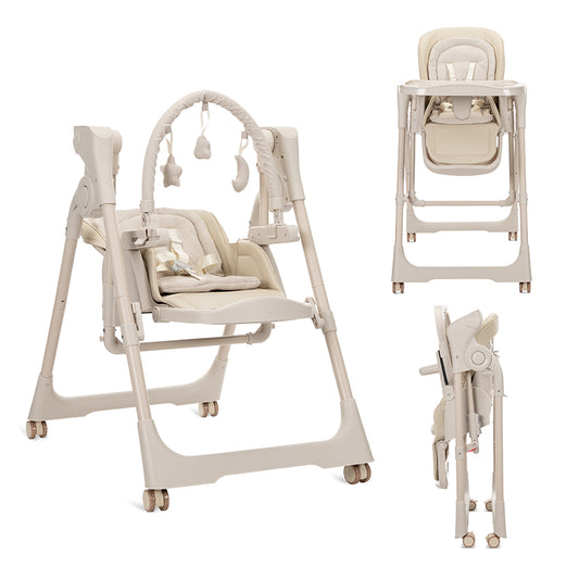 Leagăn Electric și Scaun Masă 2în1 Nomino Lorelli, Green - Beige [ps:cafb87d4-28df-4523-a708-0e82fe4c5ea4]
