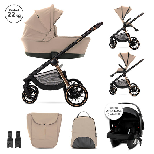 Cărucior Set 3 în 1 Lorelli Bianca, Beige, Sistem - Beige Warm [ps:c04810b5-b3c2-4883-b3b0-77cc2e41ebed]