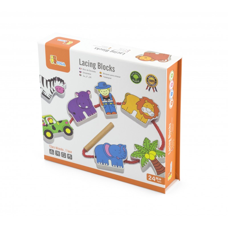 Margele de insirat din lemn - animale de la zoo