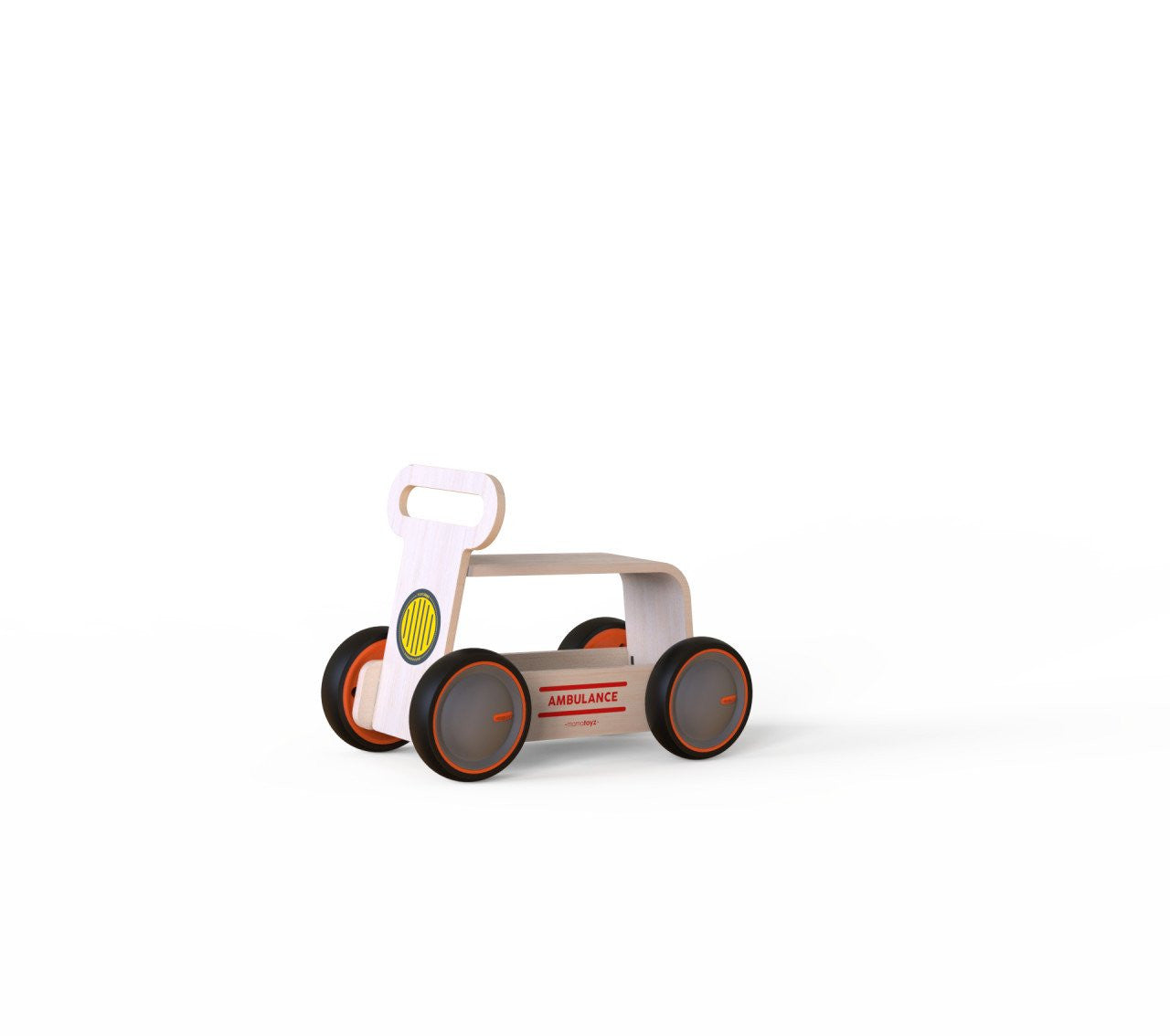 Masinuta ride-on, premergator si carucior de jucarii MamaToyz DriveMe Wood, Ambulanta - Jucarie din lemn 3 in 1 - Imagine 10