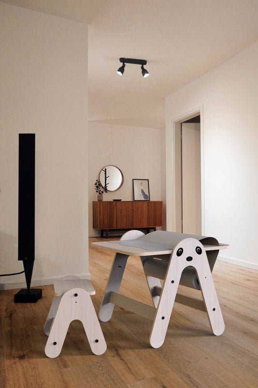 Masuta si tabla 2 in 1 cu scaunel MamaToyz Massam, Ursulet - Imagine 3