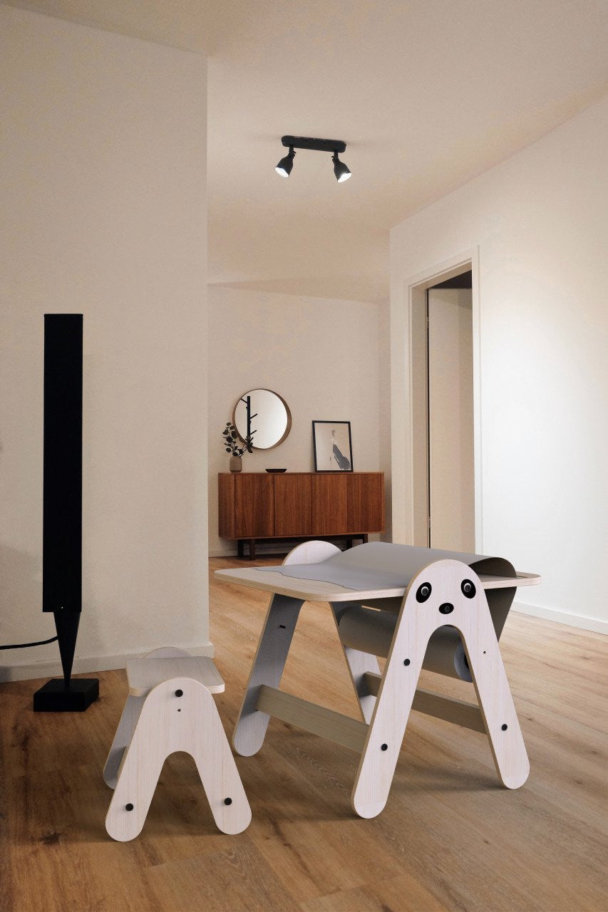 Masuta si tabla 2 in 1 cu scaunel MamaToyz Massam, Ursulet - Imagine 3