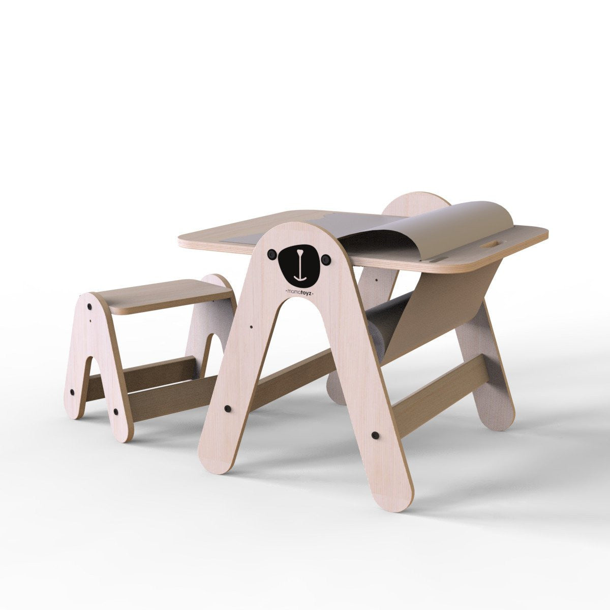 Masuta si tabla 2 in 1 cu scaunel MamaToyz Massam, Ursulet - Imagine 5