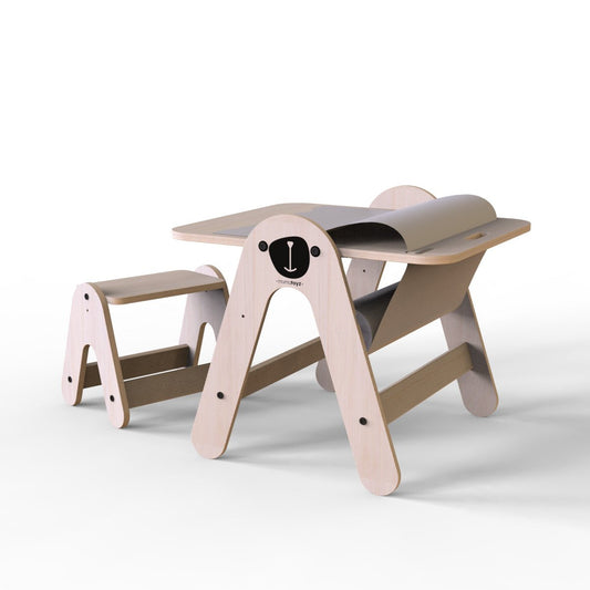 Masuta si tabla 2 in 1 cu scaunel MamaToyz Massam, Ursulet - Imagine 5