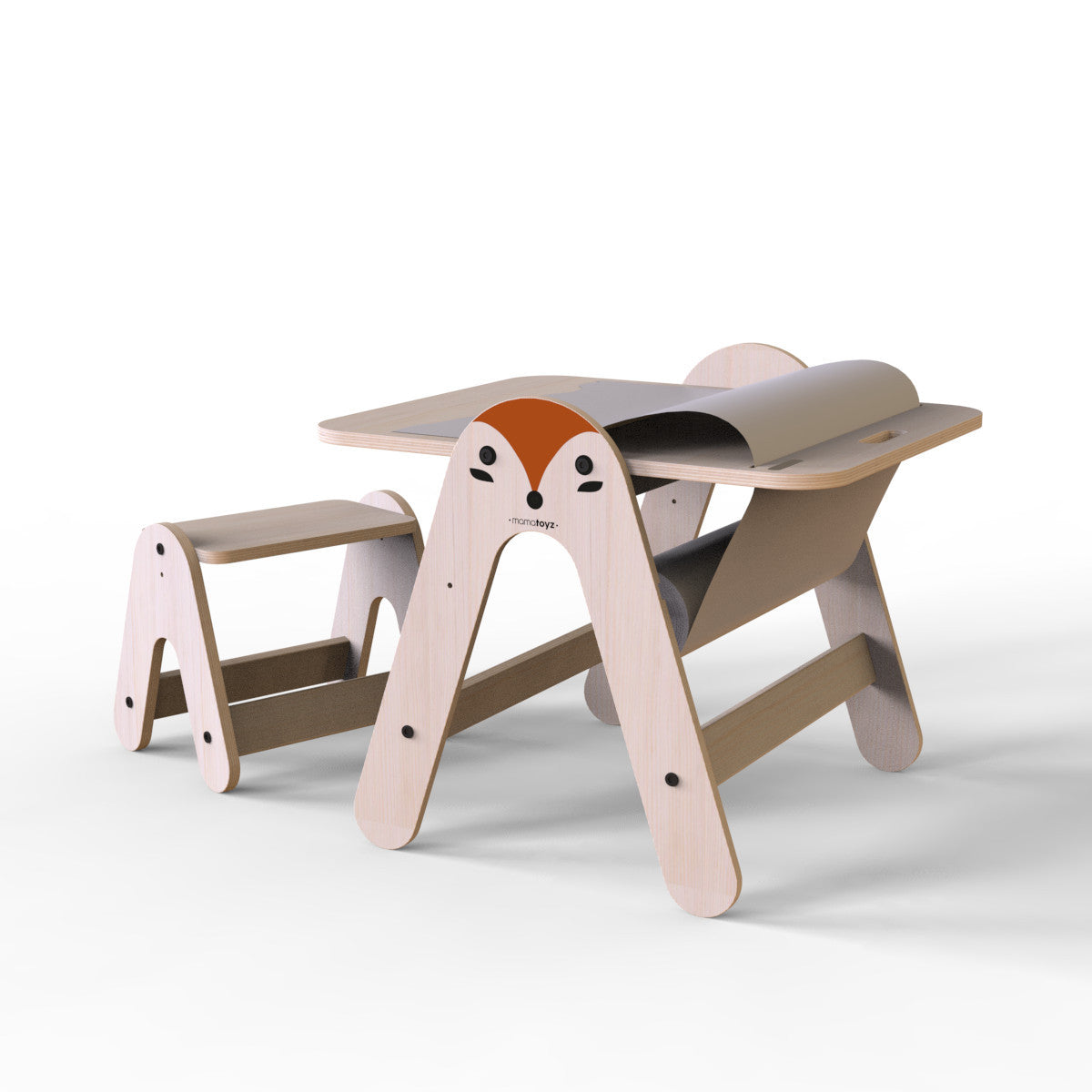 Masuta si tabla 2 in 1 cu scaunel MamaToyz Massam, Vulpita - Imagine 4