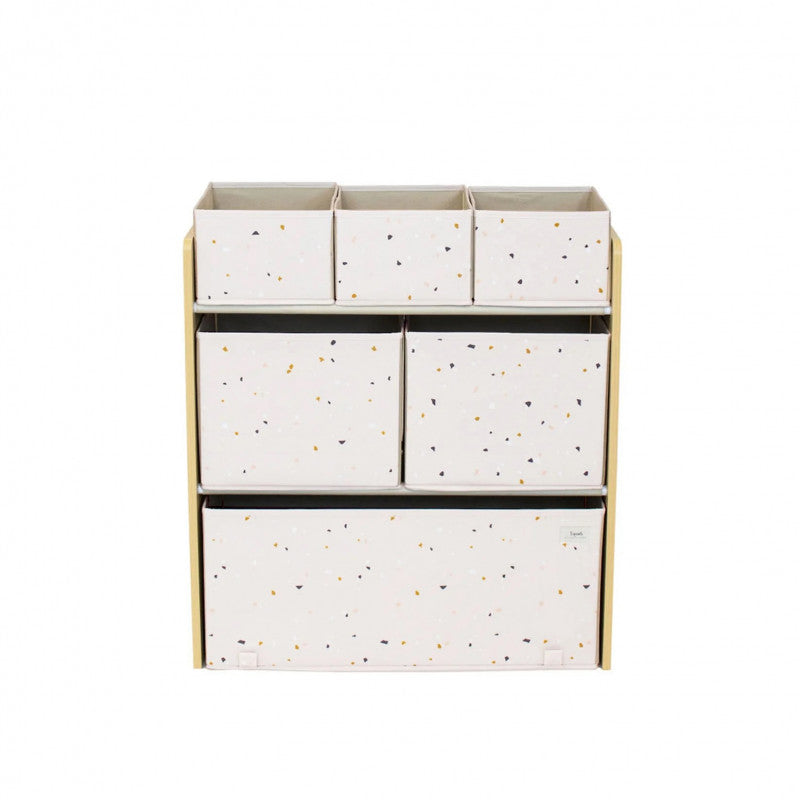 Organizator din material reciclat pentru jucarii, Terrazzo Pink, 3 Sprouts