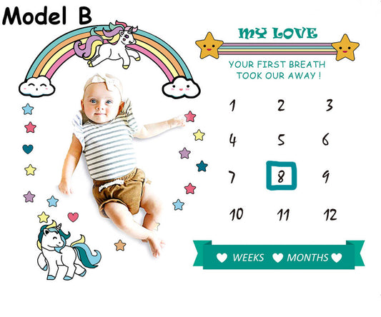 Paturica Milestone subtire pentru fotografii memorabile Inima Drool - Imagine 5