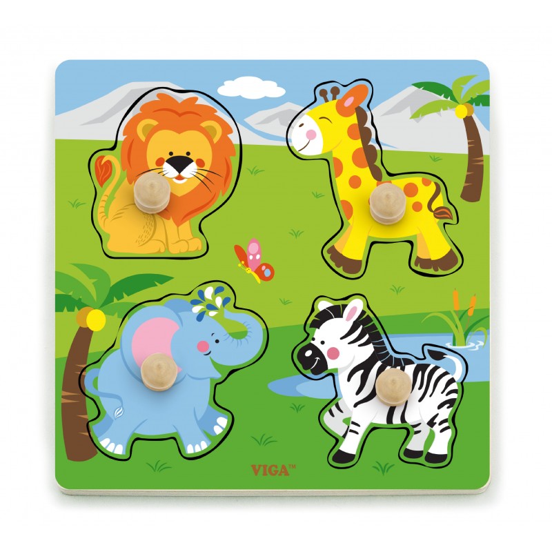 Puzzle cu manere - animale salbatice - Imagine 3