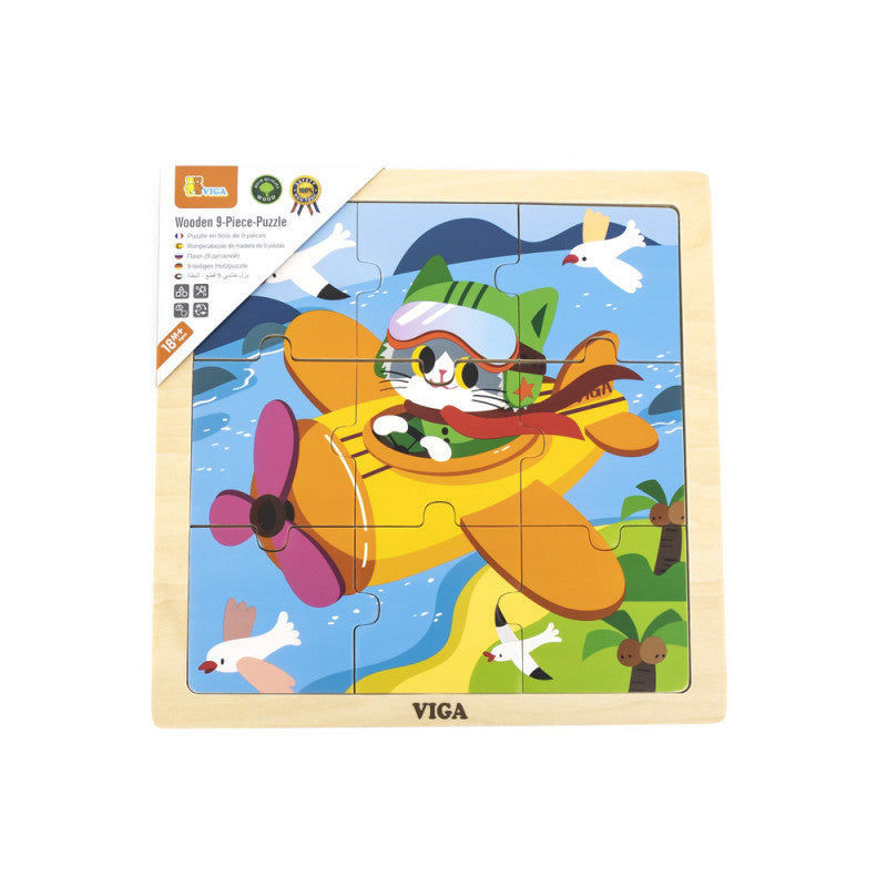 Puzzle din 9 piese mari - Avion, Viga - Imagine 2